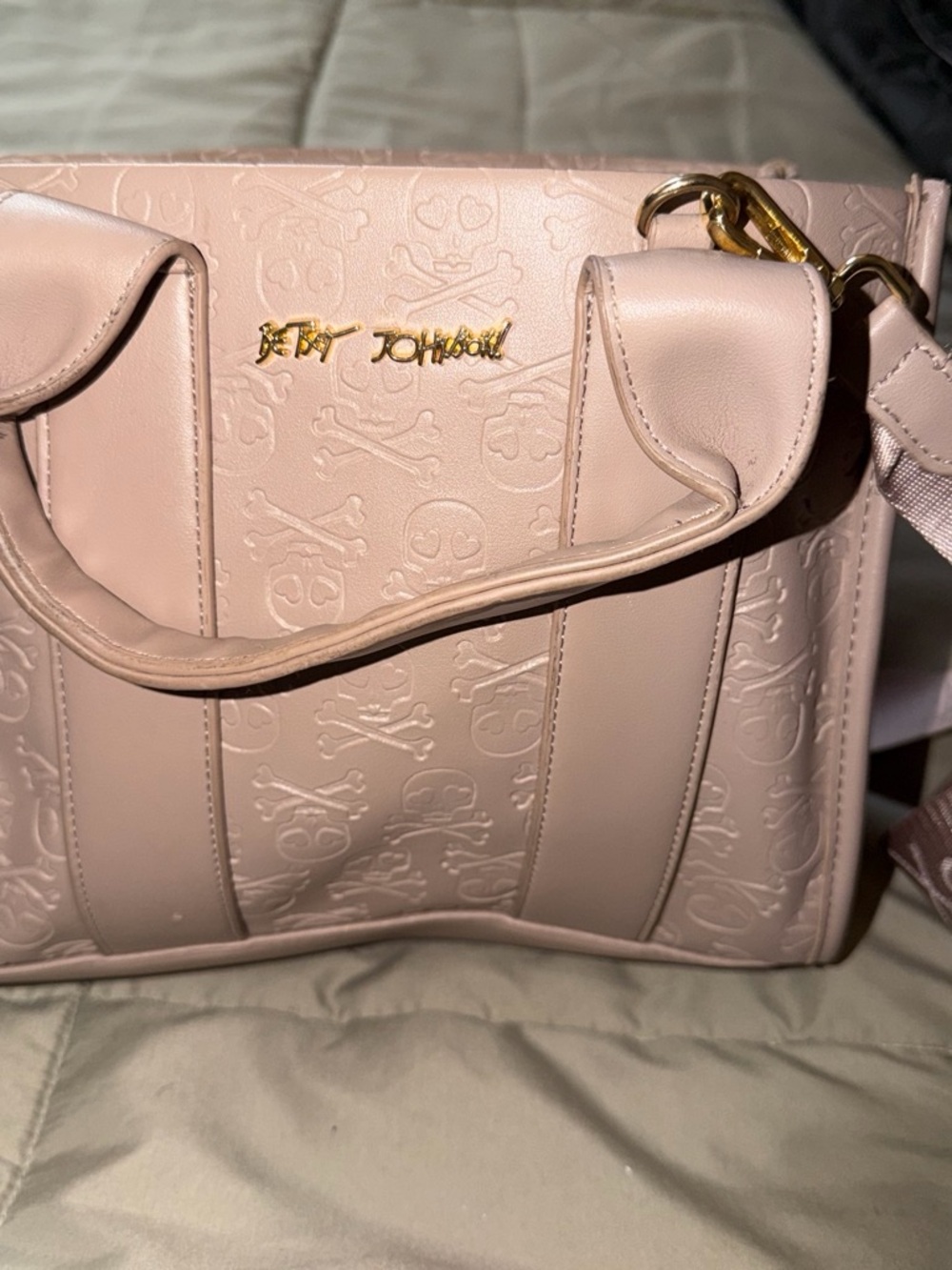 Betsey Johnson Blush Pink Embossed Skull Satchel